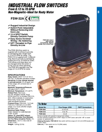 Thumbnail of document Data Sheet - FSW-30A Non-magnetic Industrial Flow Switches